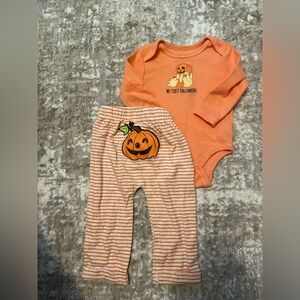 Disney Baby Bright Orange My First Halloween Pooh Matching set size 6/9M